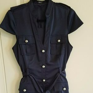Navy Satin Dress